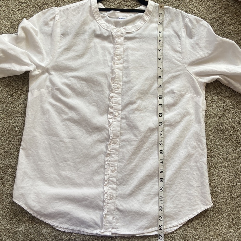 Relaxed Ruffle Trim Button-Down Shirt - Picture 8 of 8